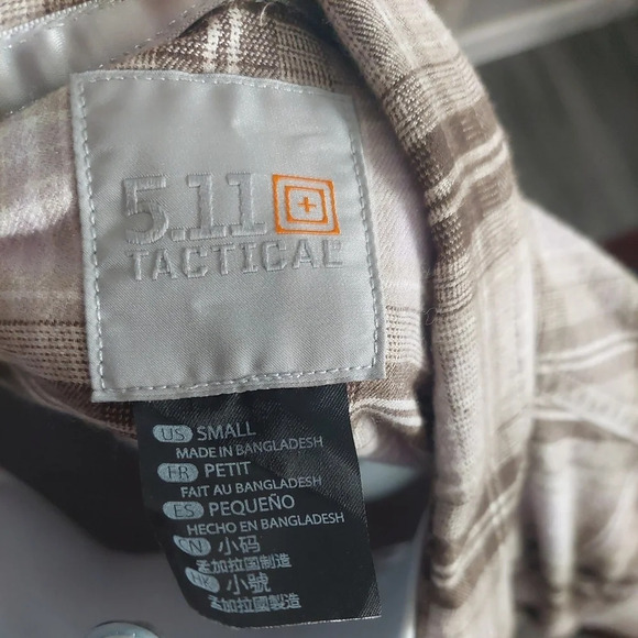 5.11 Tactical Hera womens Plaid flannel Shirt Small Casual Brown Lavender - Picture 7 of 7